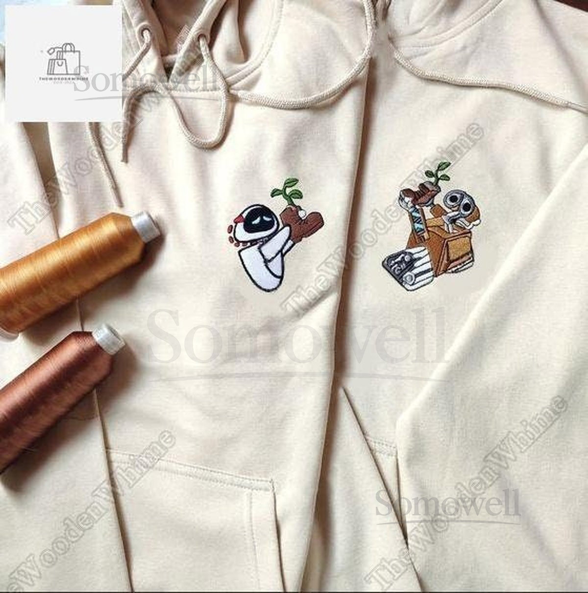 Wall E And Eve Matching Embroidered Sweatshirt Couple Embroidery Sweatshirt Wall E Couple Sweatshirt Couple Hoodie Couple Gifts_162