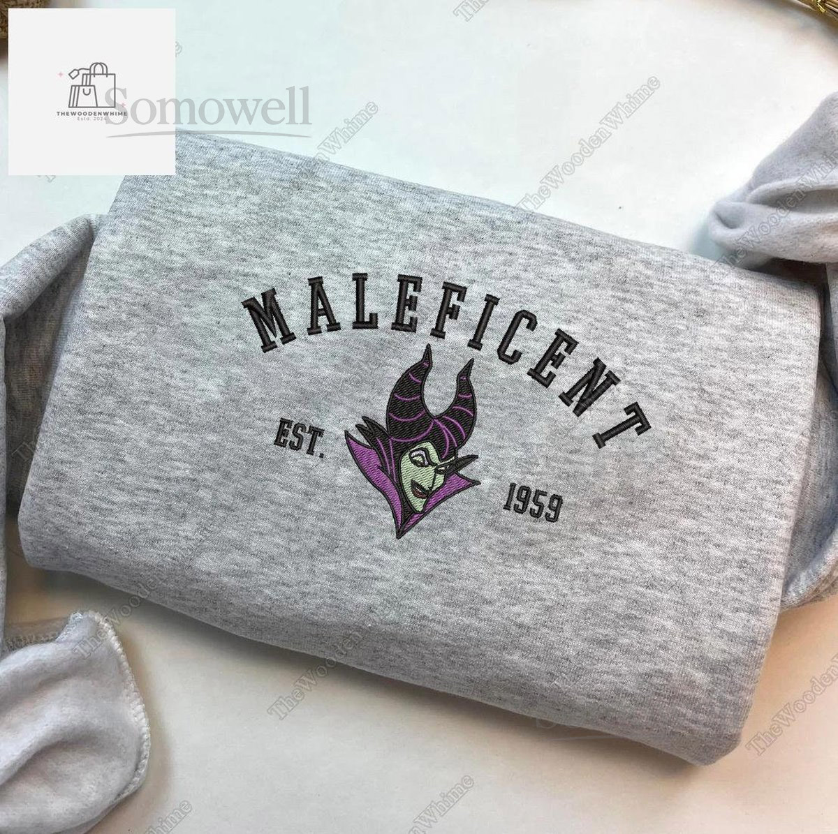 Villains Maleficent Embroidered Crewneck Sweatshirt Halloween Sweatshirt Maleficent Embroidered Hoodie Disney Halloween Gifts_160