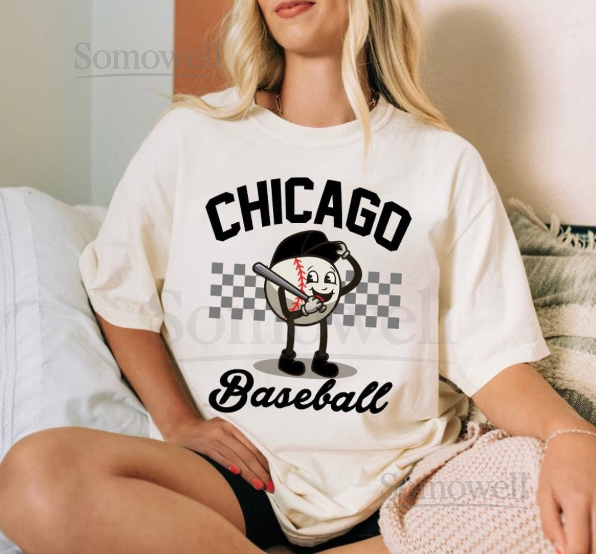 Chicago Baseball Funny Mascot Comfort Color Vintage Black And White Tshirt Chicago Baseball Gameday Retro 90s Shirt Chicago Sports Tee_166