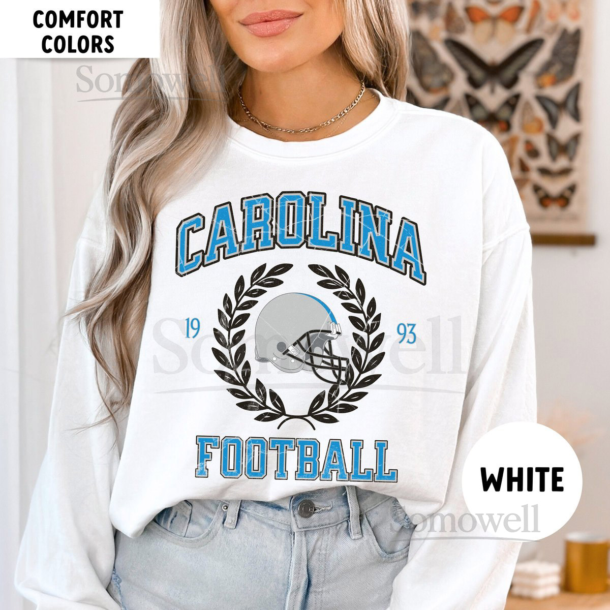 Comfort Colors Carolina Football Sweatshirt Vintage Panther Football Sweatshirt Retro Carolina Football Sweatshirt Panther Football Gift_585