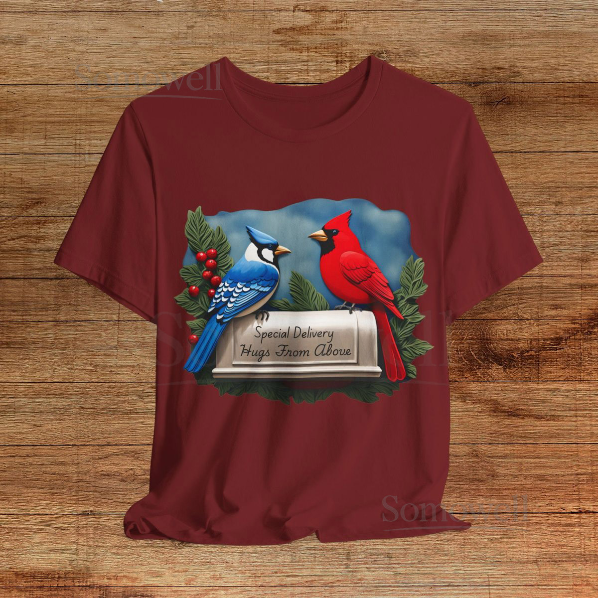 Cardinal and Blue Jay Bird T-Shirt Retro Graphic Tee Special Delivery_200