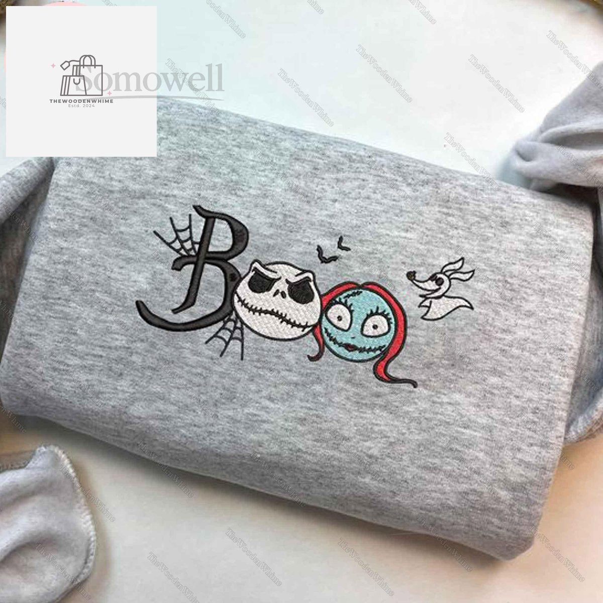 Nightmare Before Christmas Sally Jack Couple Sweatshirt Jack Skellington And Sally Boo Halloween Embroidered Sweatshirt Movie Hoodie_130