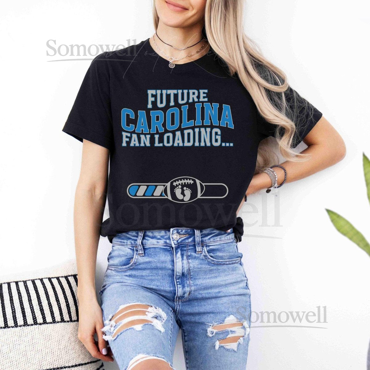 Future Carolina Football Fan Loading Shirt Panther Maternity Photoshoot Tee Game Day Pregnancy Announcement T-Shirt Gift for Expecting_651