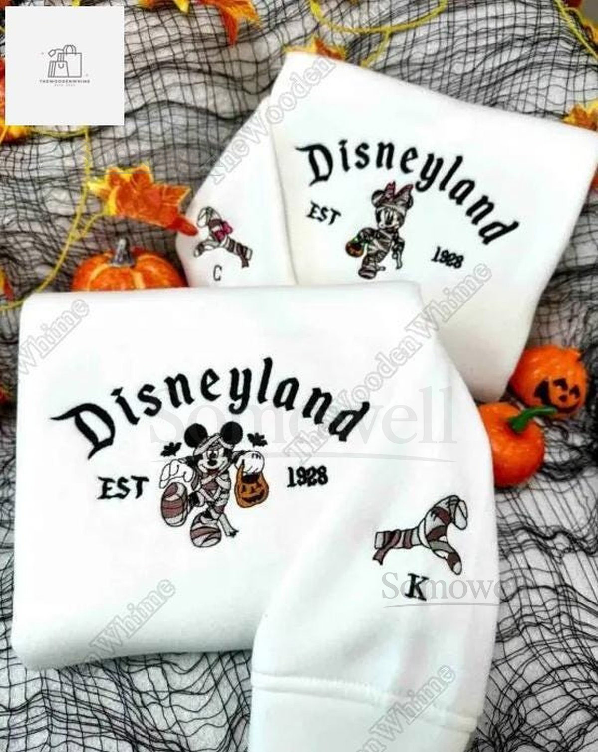 Halloween Disneyland Mickey Minnie Embroidered Sweatshirt Fall Disneyworld Embroidered Hoodie Disney Spooky Shirt Halloween Gifts_105