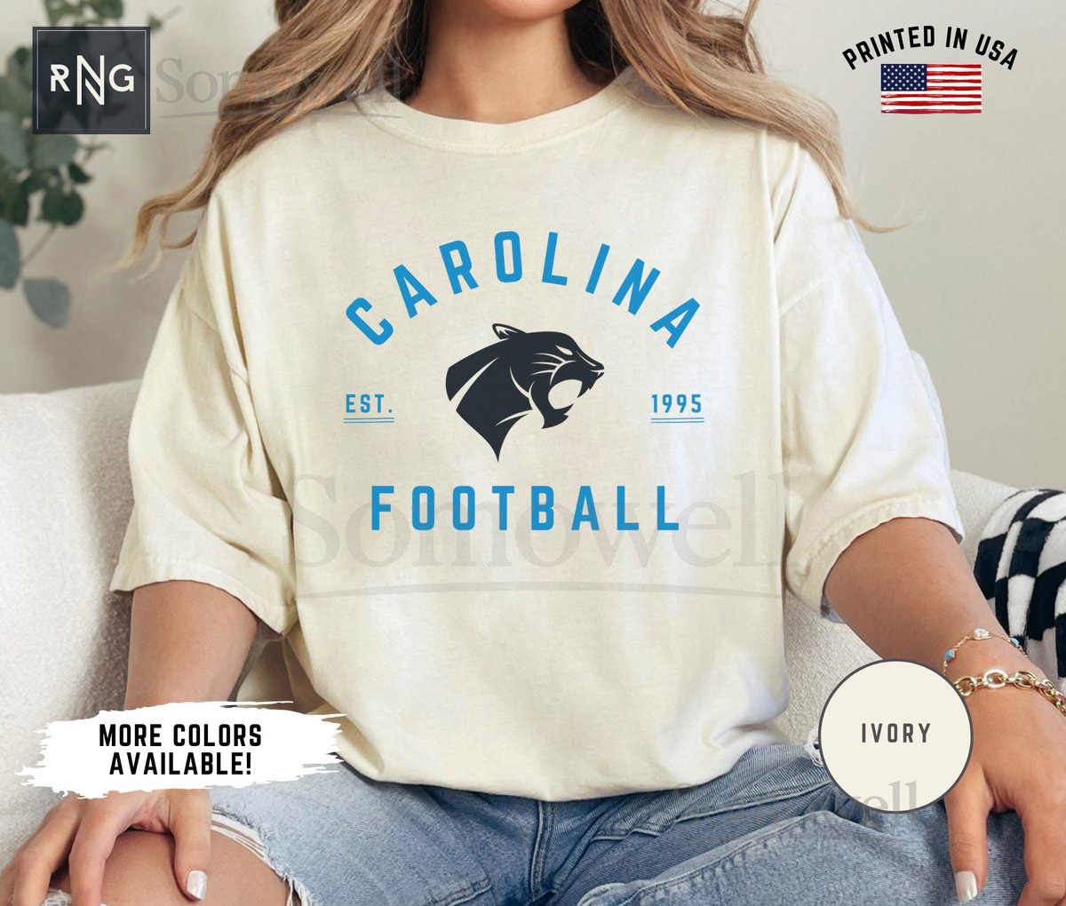 Carolina Football Shirt Panthers Football Shirt Carolina Football Apparel Panthers Sports Apparel Retro Carolina Football Gift_343