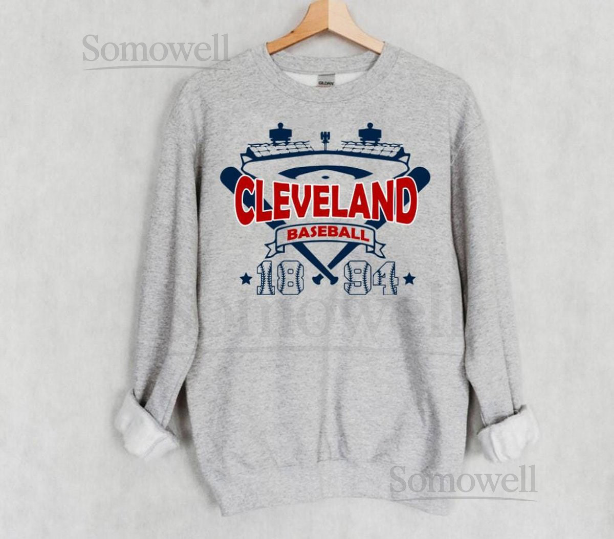 Cleveland Baseball Vintage Stadium With Est Number 1894 Sweatshirt Cleveland Baseball Team Retro 90s Hoodie Baseball Mom Sweatshirt_14