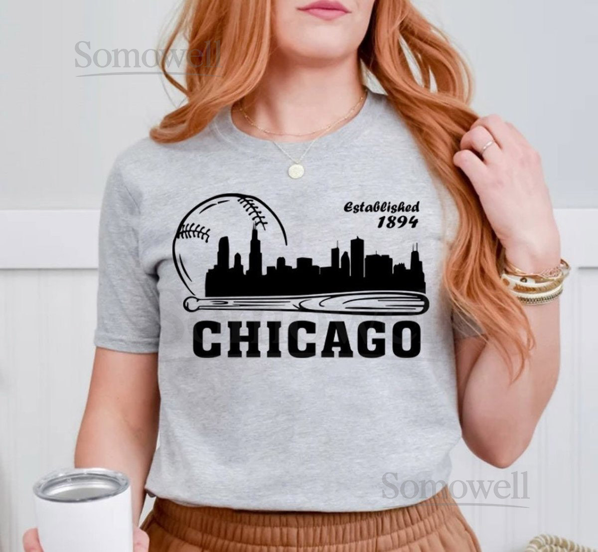 Chicago Baseball Cityscape Minimalist Est 1894 Comfort Color Vintage Black And White Tshirt Chicago Baseball Gameday Retro Shirt For Her_163