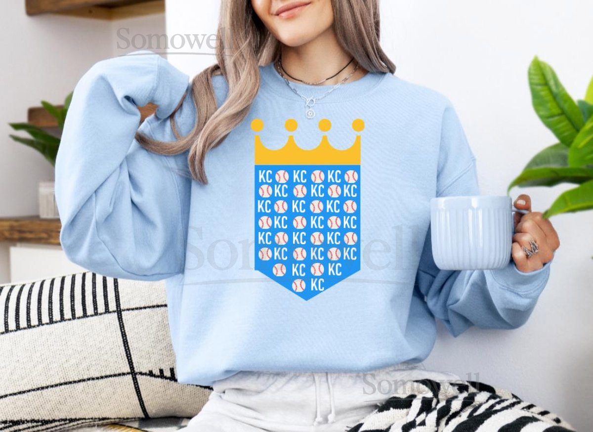 KC Royals Baseball Crew Neck Gildan 18000 Baseball Kansas City Unisex Sweatshirt_505