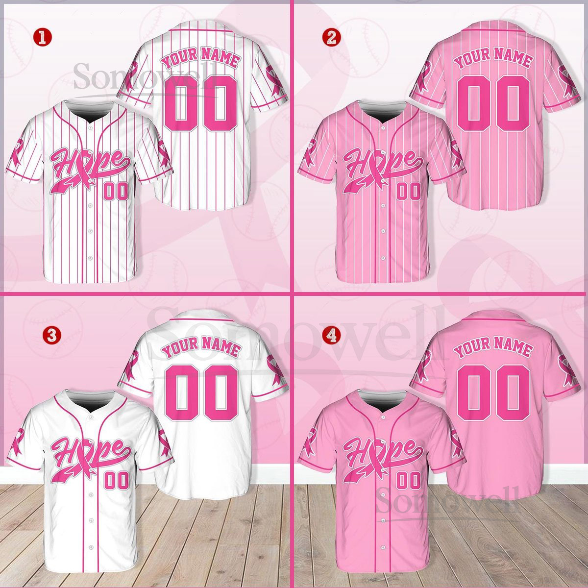 Personalized Hope Breast Cancer Team Name And Number Baseball Jersey Custom Pink Ribbon Baseball Jersey Shirt Breast Cancer Warrior Jersey_177