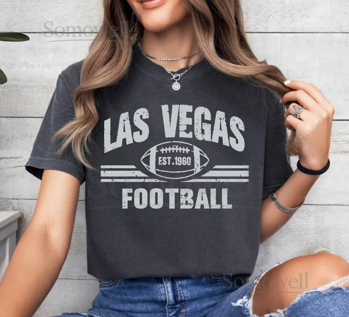 Las Vegas Football Est 1960 Vintage Comfort Color Dark Tshirt Las Vegas Football Team Shirt Football Gameday Shirt Sports Tee For Her_451