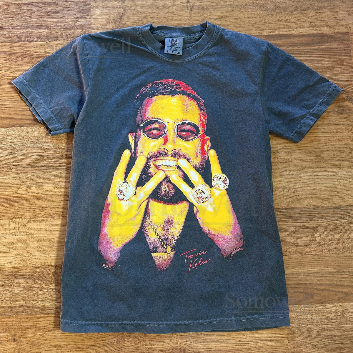 Travis Kelce quotThree Ringsquot T-Shirt - Kansas City Chiefs Football_767