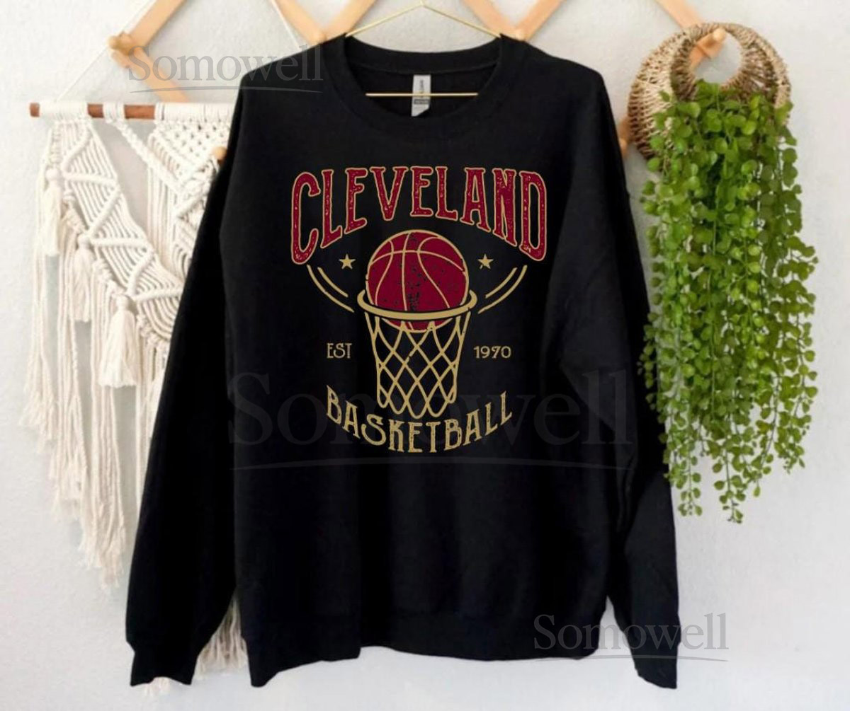 Cleveland Basketball Est 1970 Vintage 90s Sweatshirt Cleveland Basketball Team Gameday Hoodie Basketball Retro Shirt For Her For Him_15