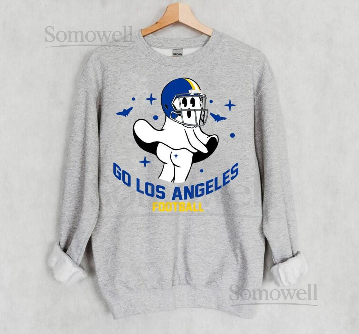 Funny Go Los Angeles Football Ghost Vintage Sweatshirt Los Angeles Football Team Spooky Season Hoodie Football Retro Shirt For Mom_21