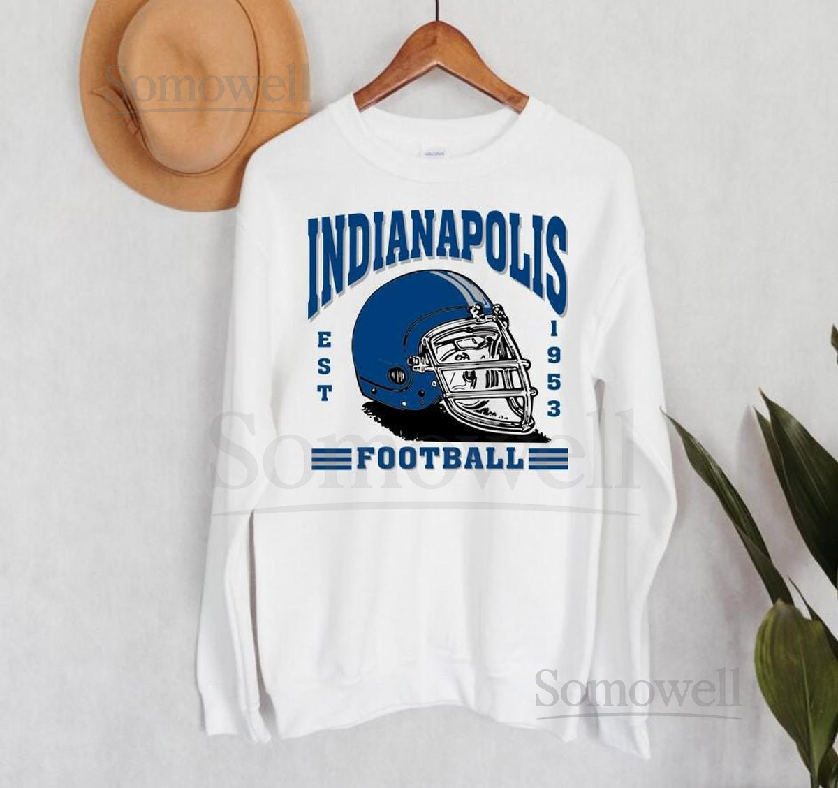 Indianapolis Football Est 1953 Retro Sweatshirt Indianapolis Football Team Helmet Vintage Unisex Hoodie Football Retro Sweatshirt F_497