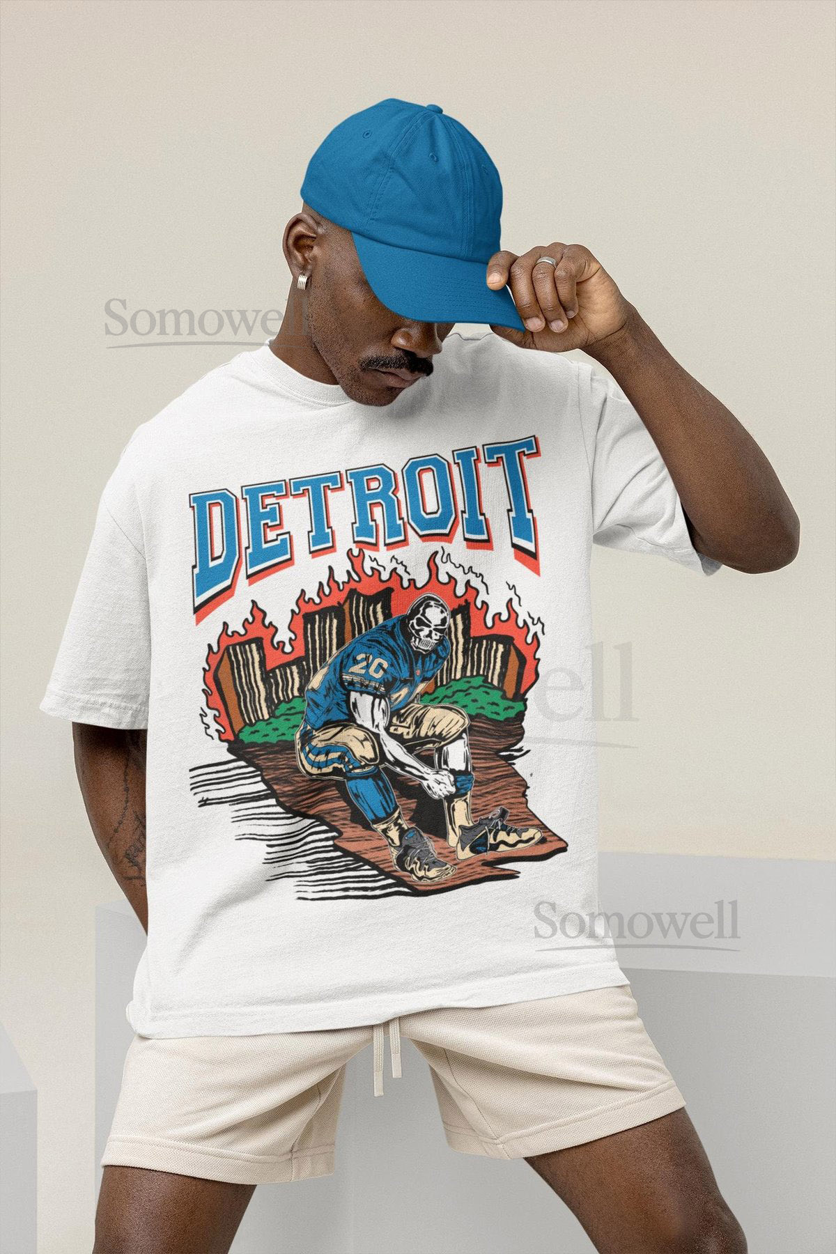 Detroit Football T Shirt Detroit Graphic Bootleg T Shirt Vintage Detroit Football Vintage Detroit Football Shirt_159