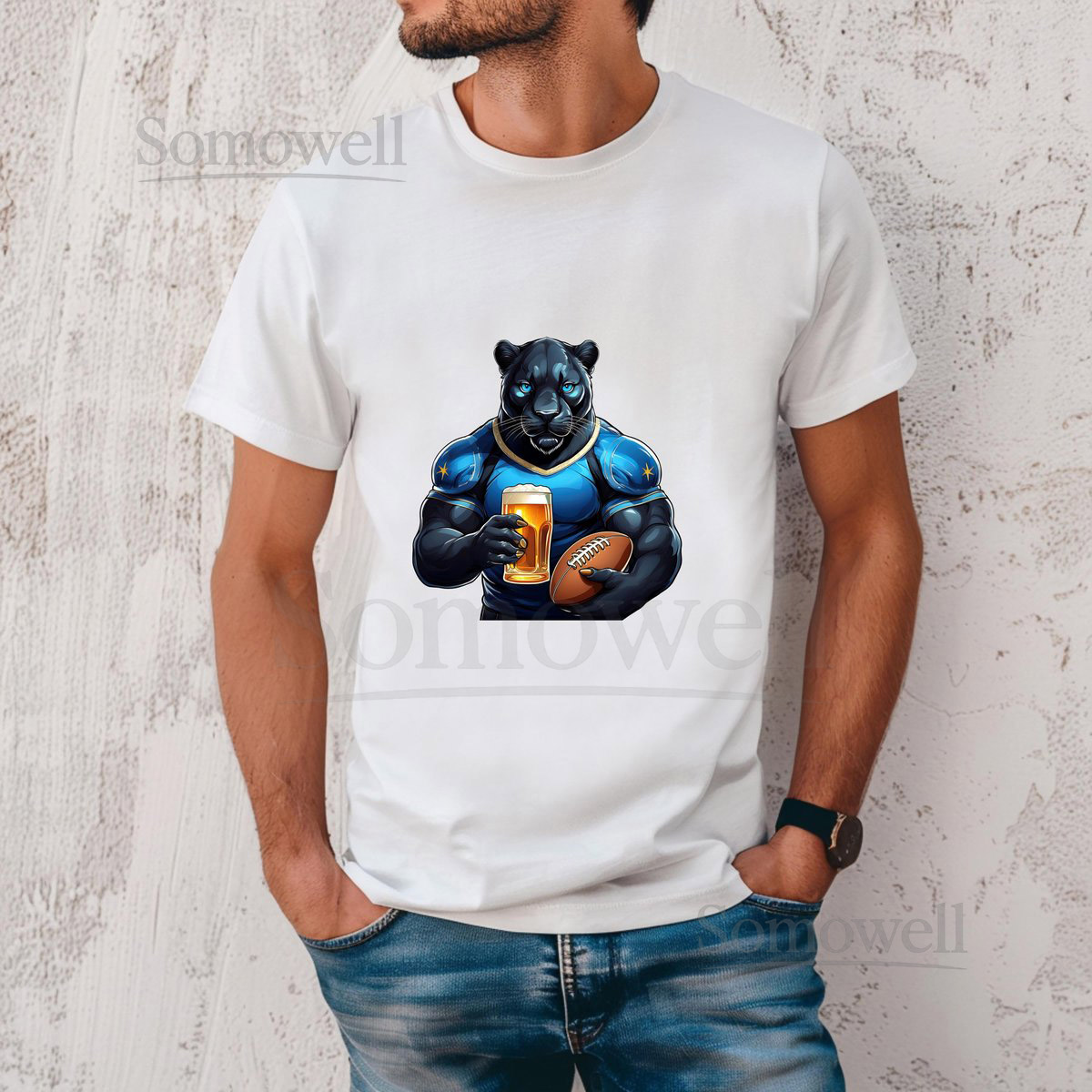 Panthers Football Beer T-Shirt Game Day Fan Tee_813