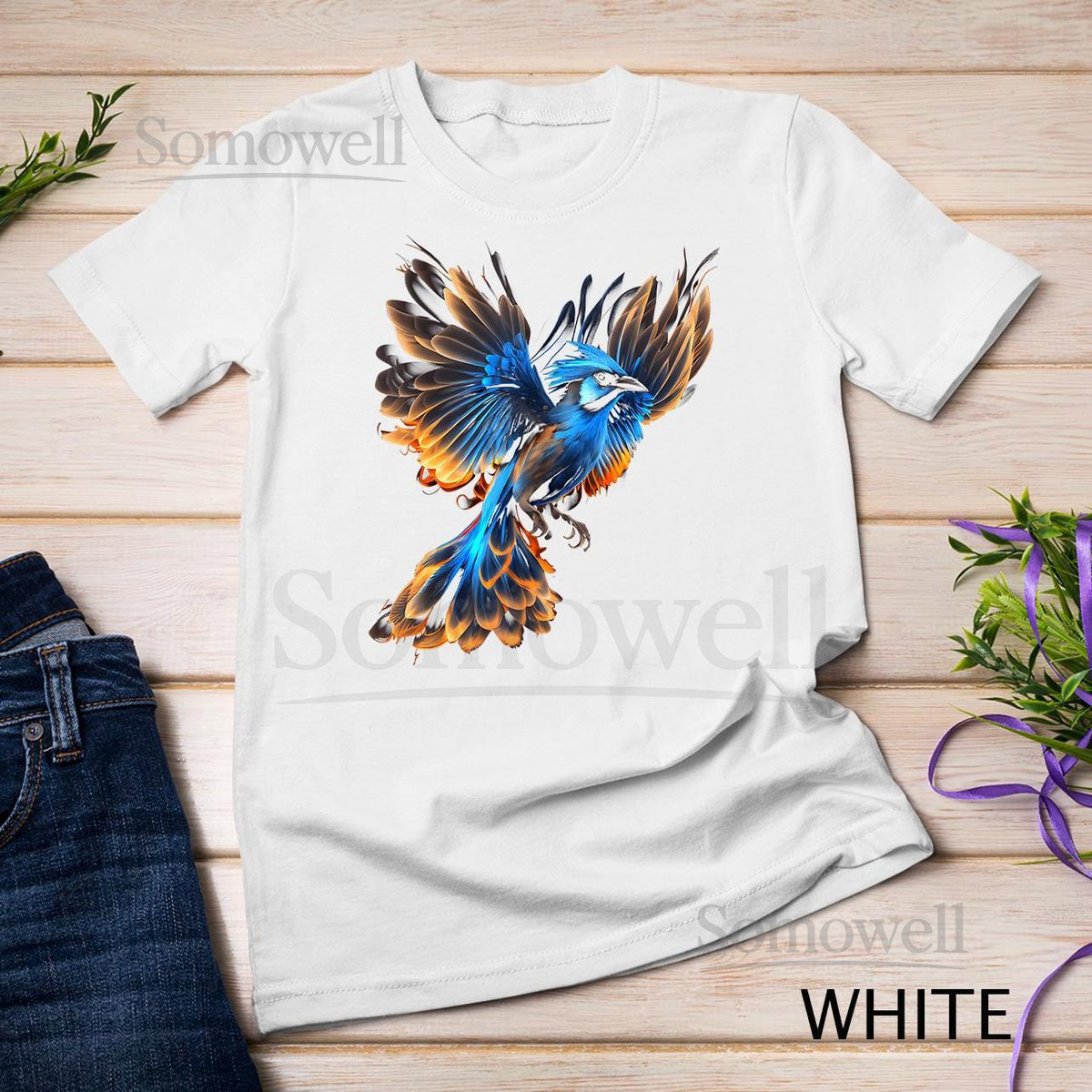 Fiery Blue Jay Graphic Tees For Men Women Boys Girls T-Shirt Sweatshirt_391