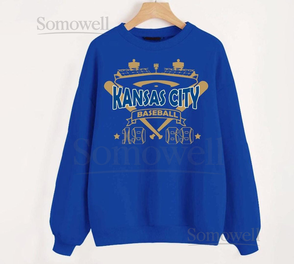 Kansas City Baseball Vintage Stadium With Est Number 1969 Royal Blue Sweatshirt KC Baseball Team Retro Hoodie Baseball Mom Shirt For Him_360