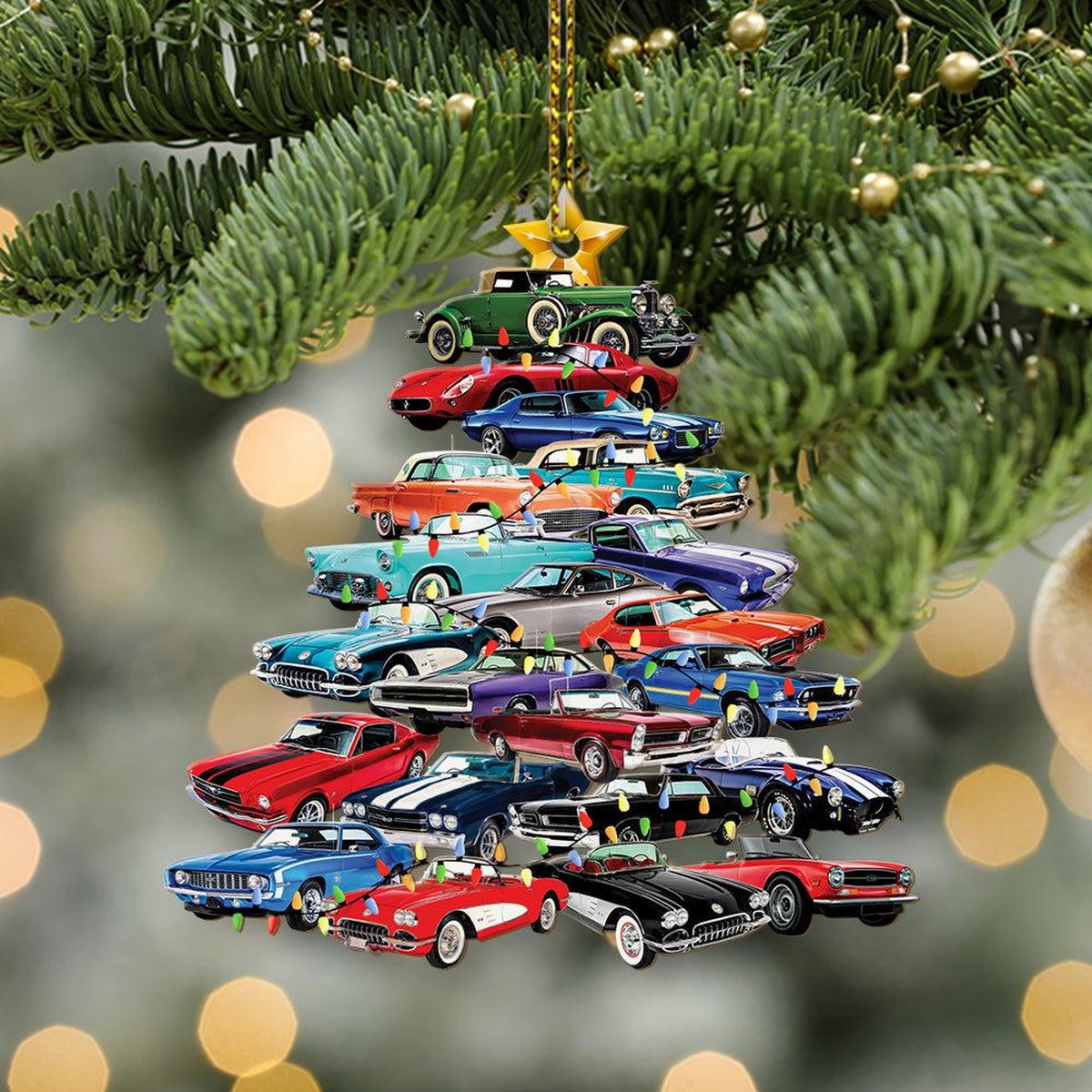 Muscle Car Collection Christmas Ornament Christmas Car Tree Ornament Car Lover Christmas Ornament Car Xmas Decor Gift for Car Lover