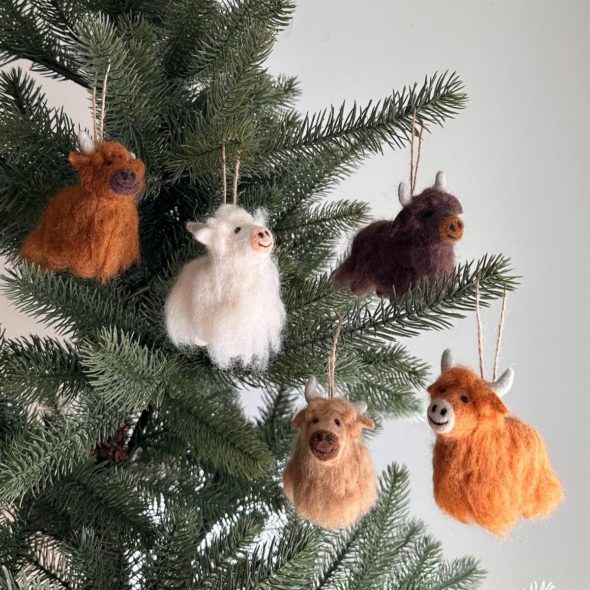 Needle Felted Highland Cow Ornament - Fair Trade Ornament