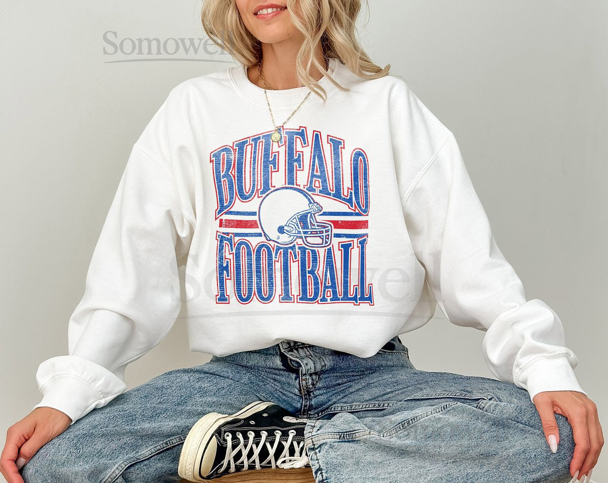 Vintage Buffalo Bills Football Game Day Bills Sweatshirt Trendy Buffalo Football Fan Crewneck Buffalo Football Retro Crewneck Sweater_1000