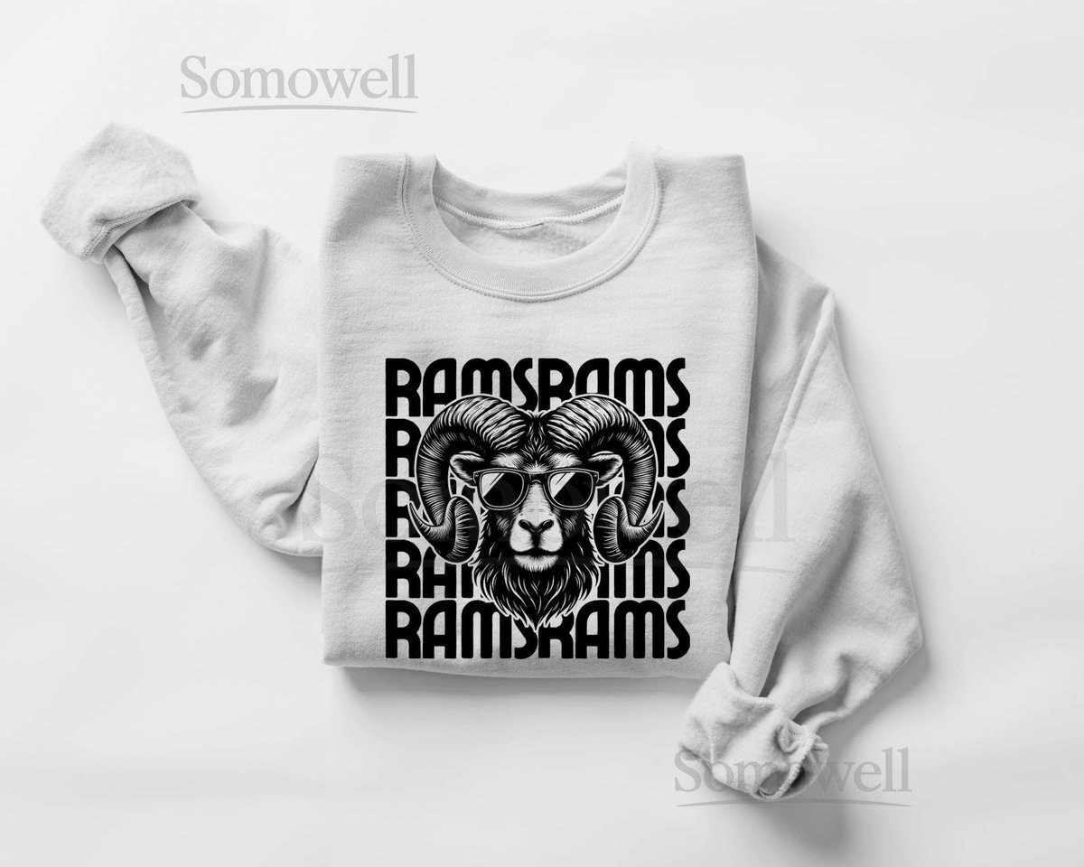 Rams Mascot Crewneck Sweatshirt Retro Rams Sweatshirt Rams Football Rams Gear Rams Basketball Rams Spirit Back to School First Day of School_113