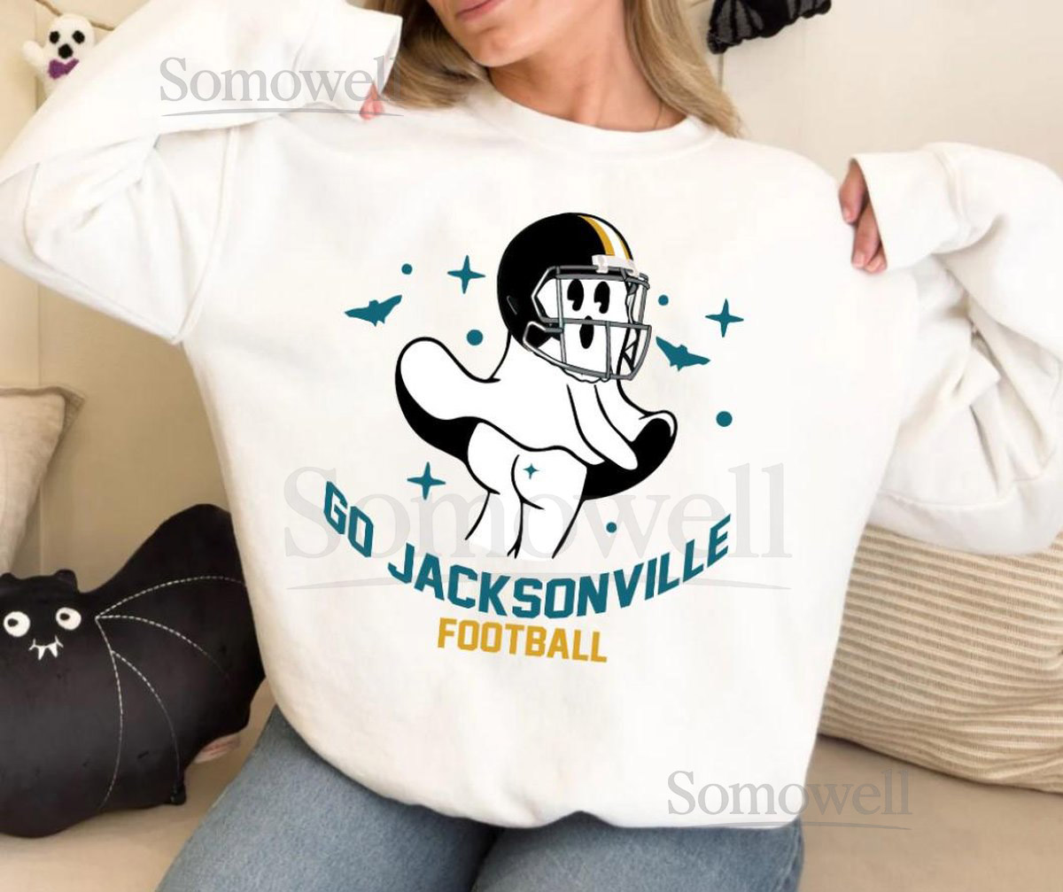 Go Jacksonville Football Funny Ghost Sweatshirt Jacksonville Football Team Spooky Season Hoodie Football Retro Shirt Halloween Swea_167