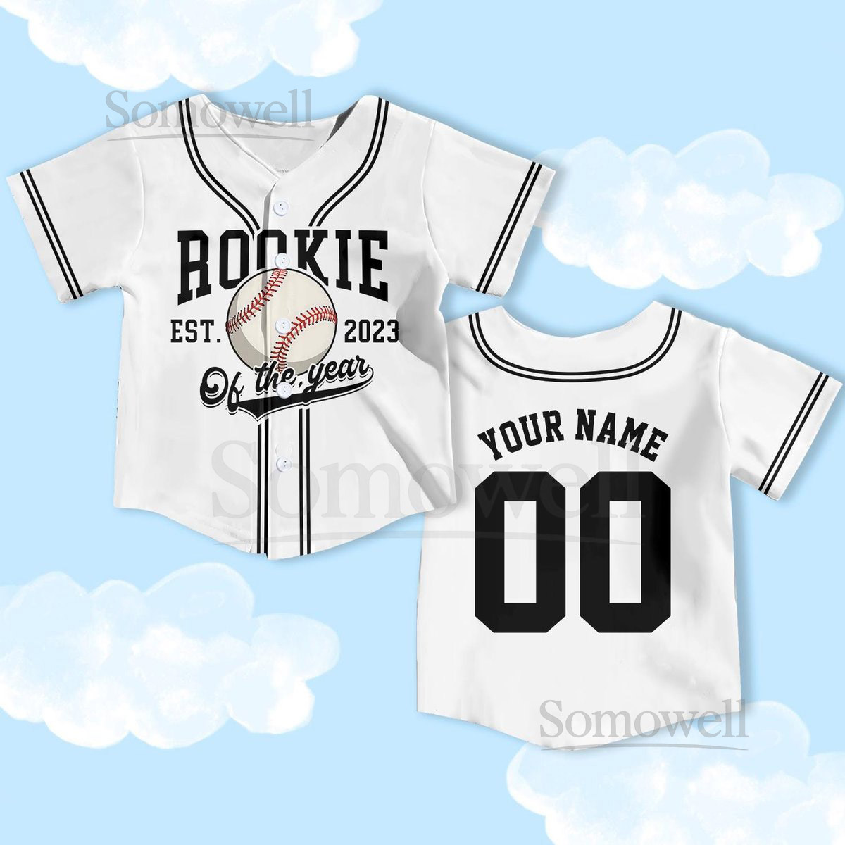 Personalized Rookie Of The Year Baseball Jersey Rookie Year Kids Youth Baseball custom birthday baseball Boys kids jerseys_357