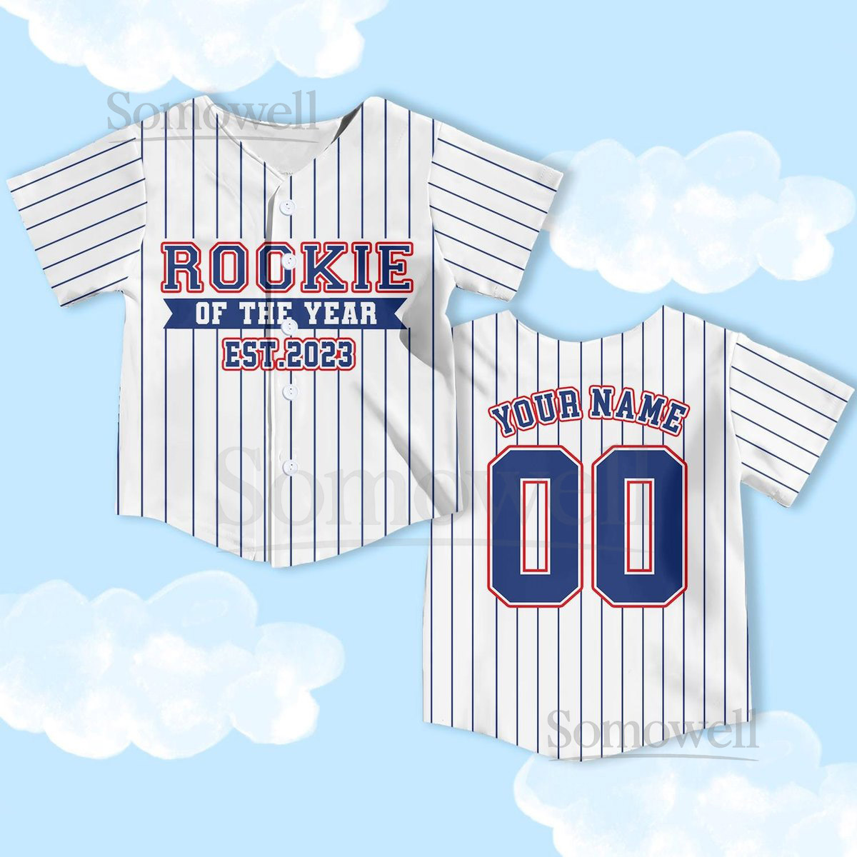 Personalized Rookie Of The Year Baseball Jersey Rookie Year Kids Youth Baseball custom birthday baseball Boys kids jerseys_359