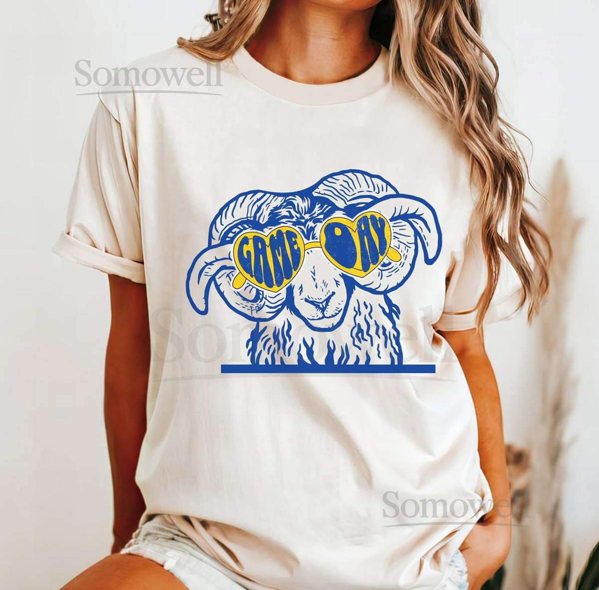 Ram with Sunglasses T-Shirt Game Day Comfort Colors Shirt Vintage Inspired Oversized Tee Los Angeles LA Tee_699