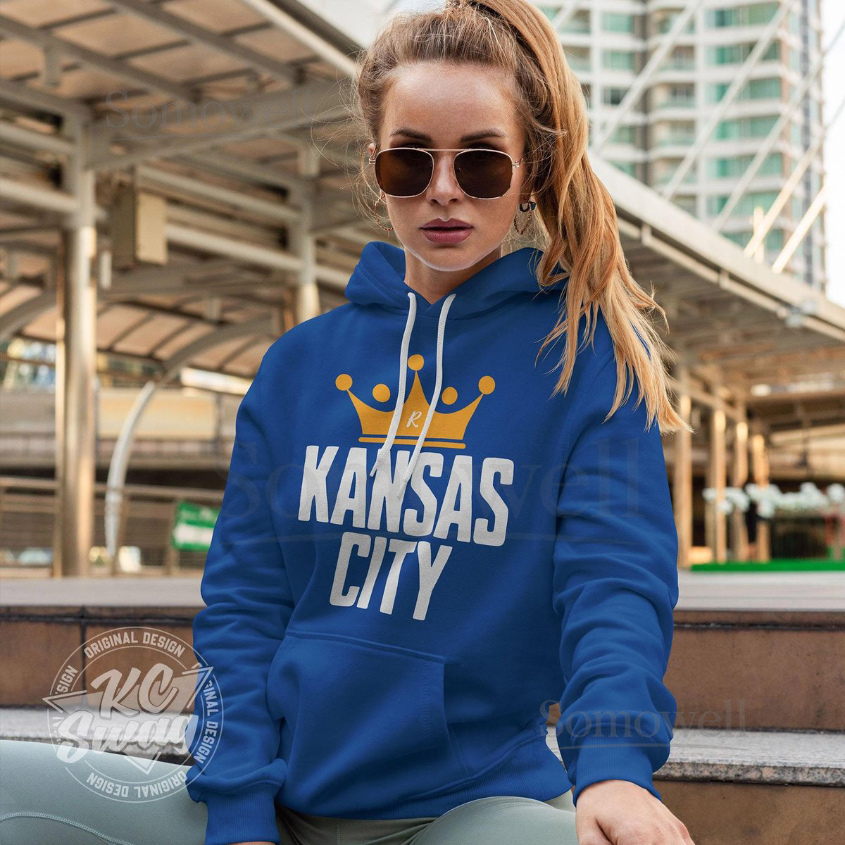 KC Big Crown Baseball Hoodie Royals-Inspired Kauffman Sweatshirt Kansas City Royalty Pullover Super Soft Premium Fleece Adult Unisex_468
