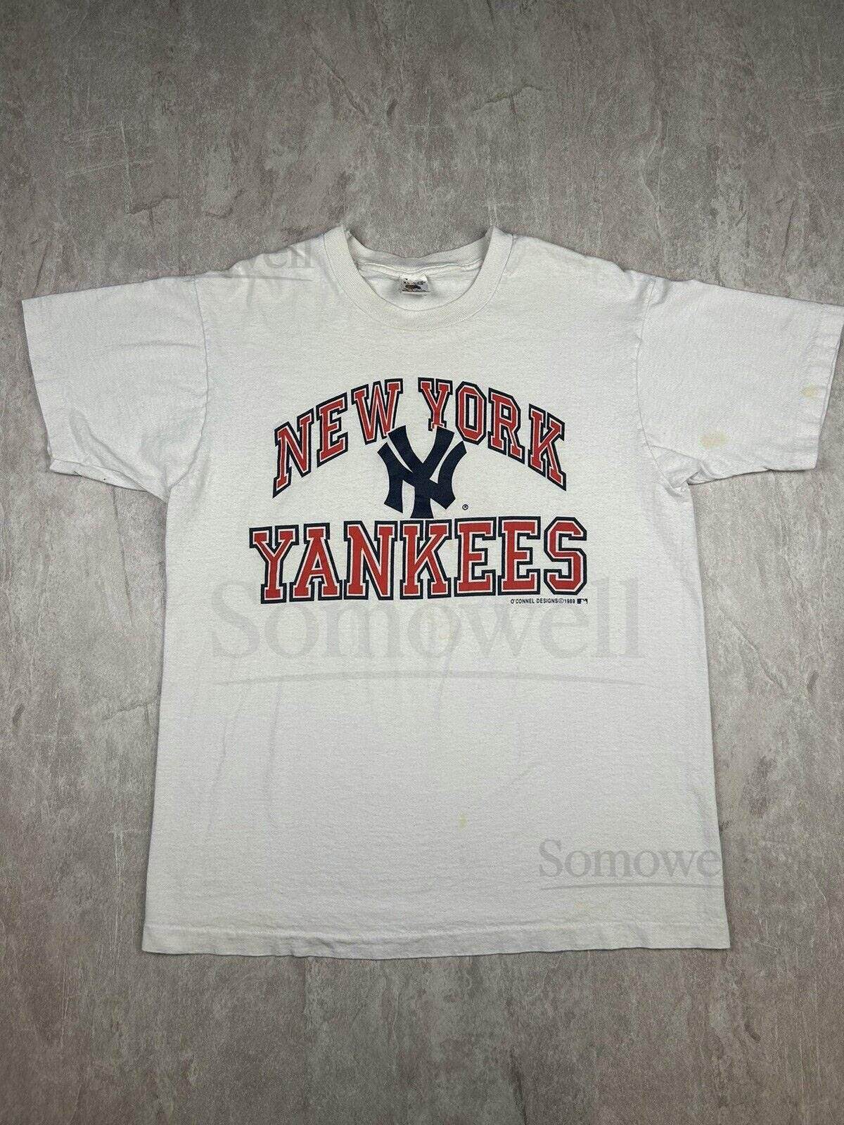 Vtg 1989 80s New York Yankees MLB T-Shirt White OConnell Designs Mens Size XL_589