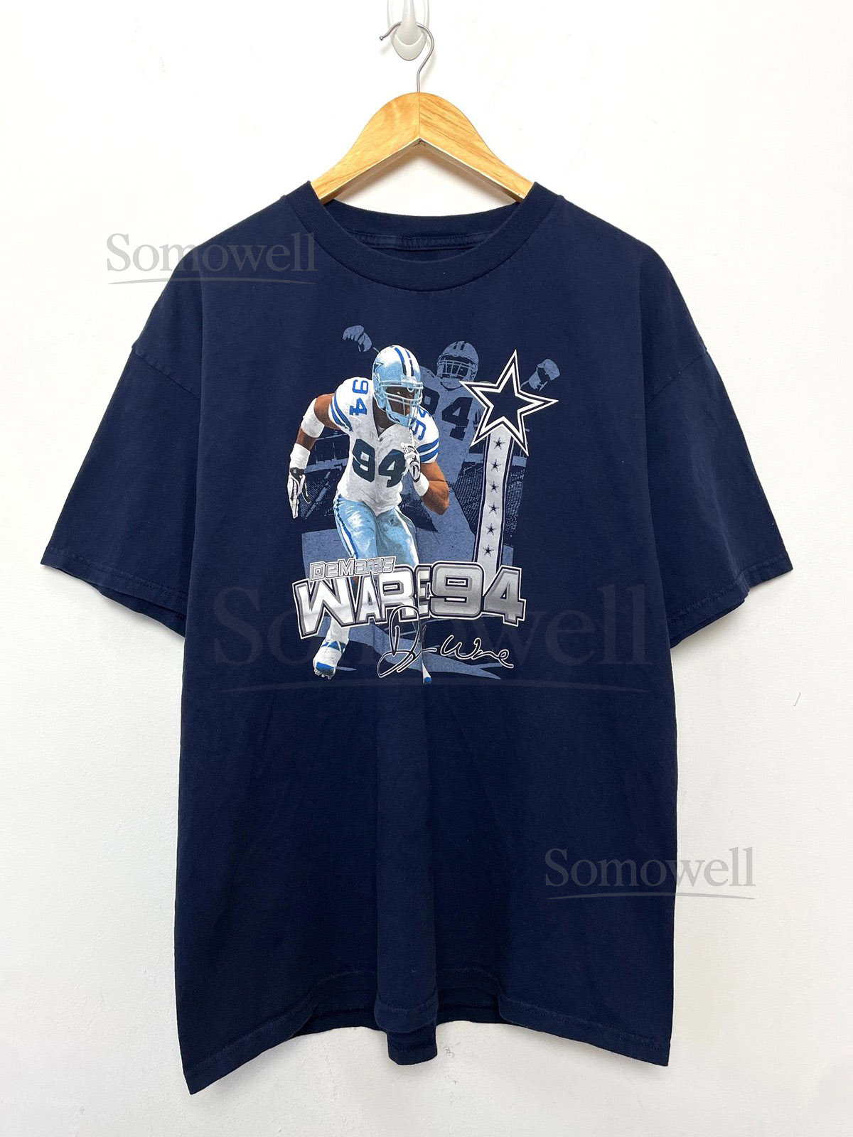 Vintage 2000s Demarcus Ware Dallas Cowboys NFL Football 94 Defensive End Graphic Tee Shirt size adult Large_488