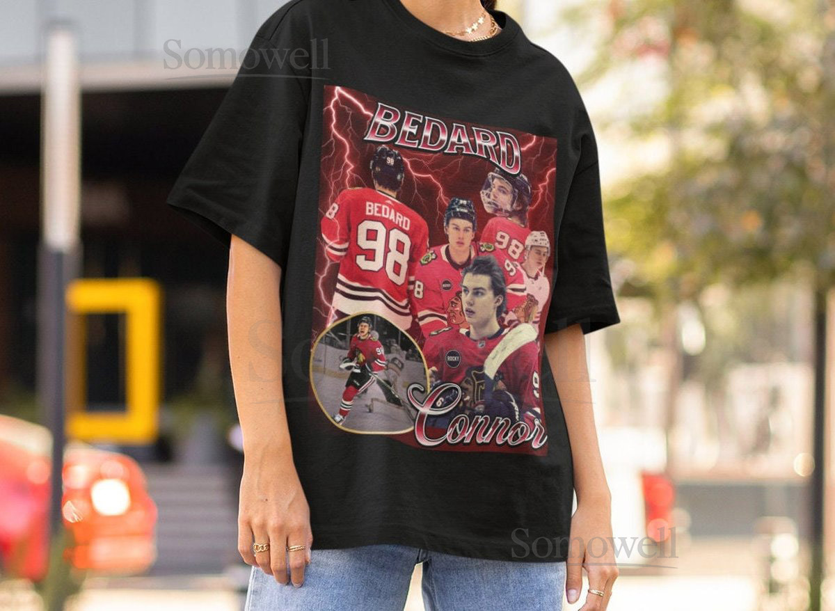Connor Bedard Shirt Vintage 90s Chicago Blackhawks NHL Hockey Design Retro Bootleg Gift Classic Graphic Tee Unisex T-Shirt Limited Edition_118