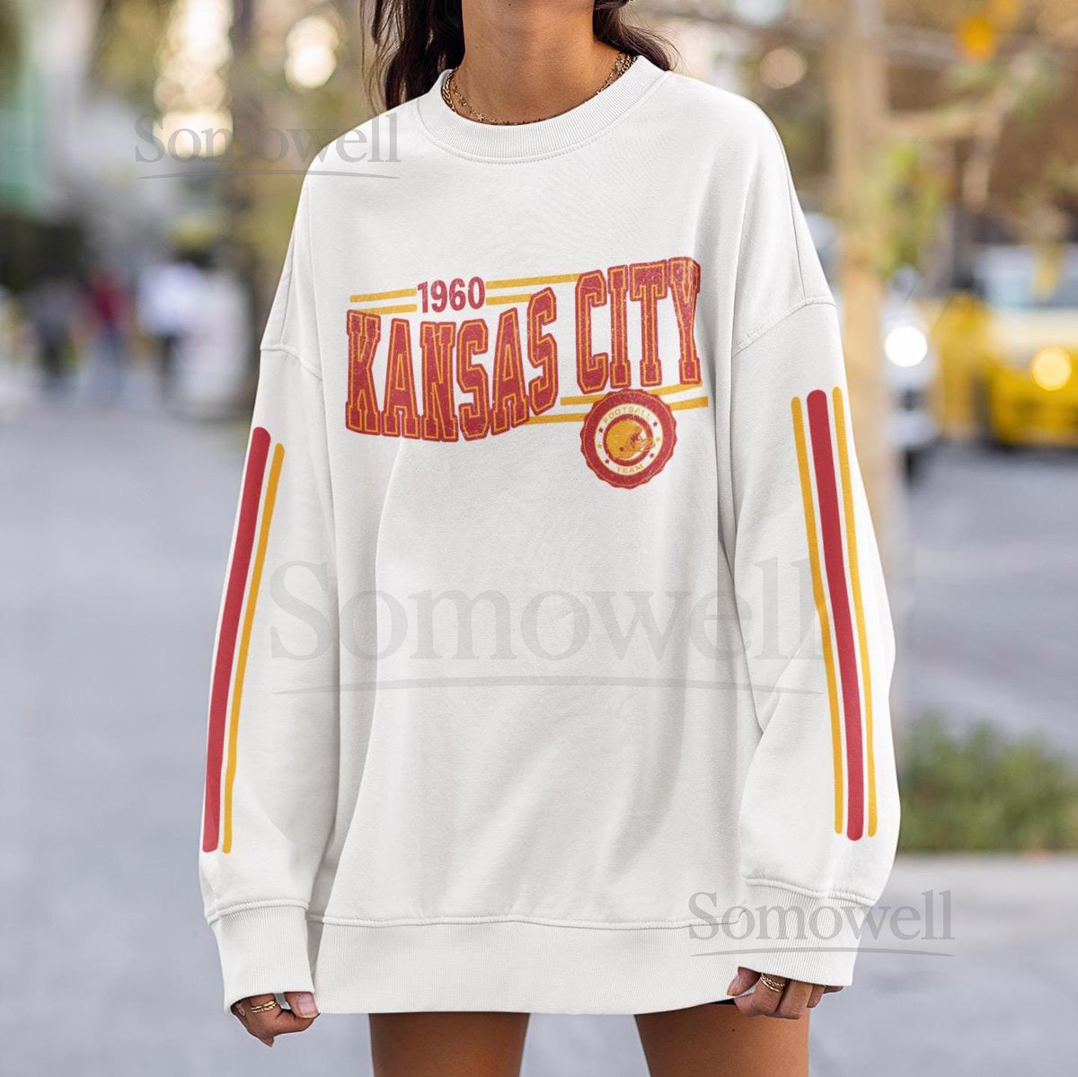 Kansas City Football Retro Crewneck Sweatshirt Chief Retro Stripe Sleeve Sweatshirt KC Chief Unisex Shirt Game Day Shirt Chief Fan Gift_35
