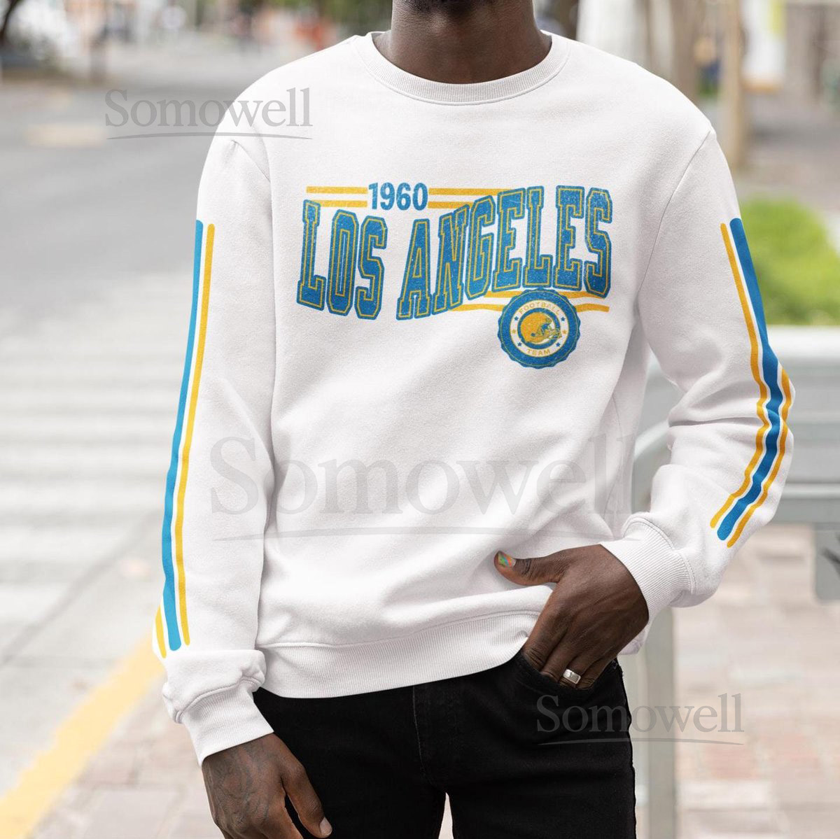 Los Angeles Football Retro Crewneck Sweatshirt Charger Retro Stripe Sleeve Sweatshirt LA Charger Unisex Shirt Game Day Shirt LA Fan Gift_83
