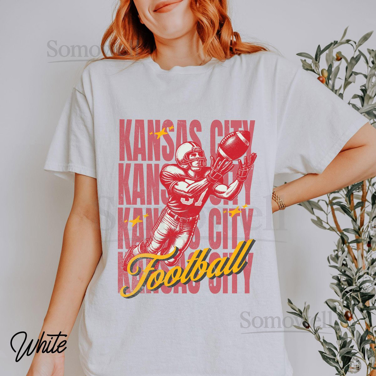 Kansas City Football Oversized Shirt Chief Vintage Tee Game Day KC Football Shirt Sunday Tailgate Shirt KC Football Crewneck Shirt_349
