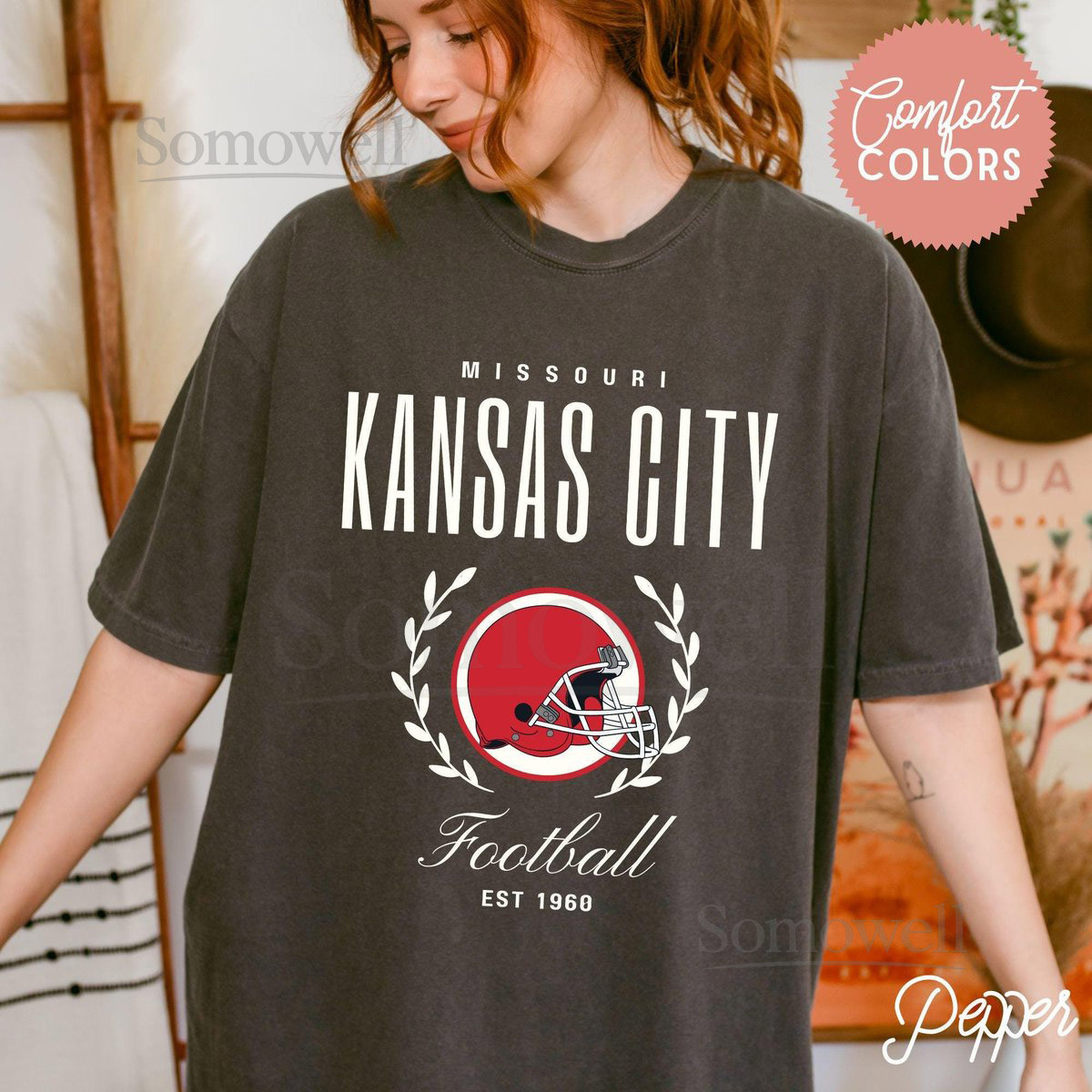 Retro Kansas City Football Shirt Vintage Kansas City Football Crewneck Comfort Colors Football Fan Gift Kansas City Football Shirt_723