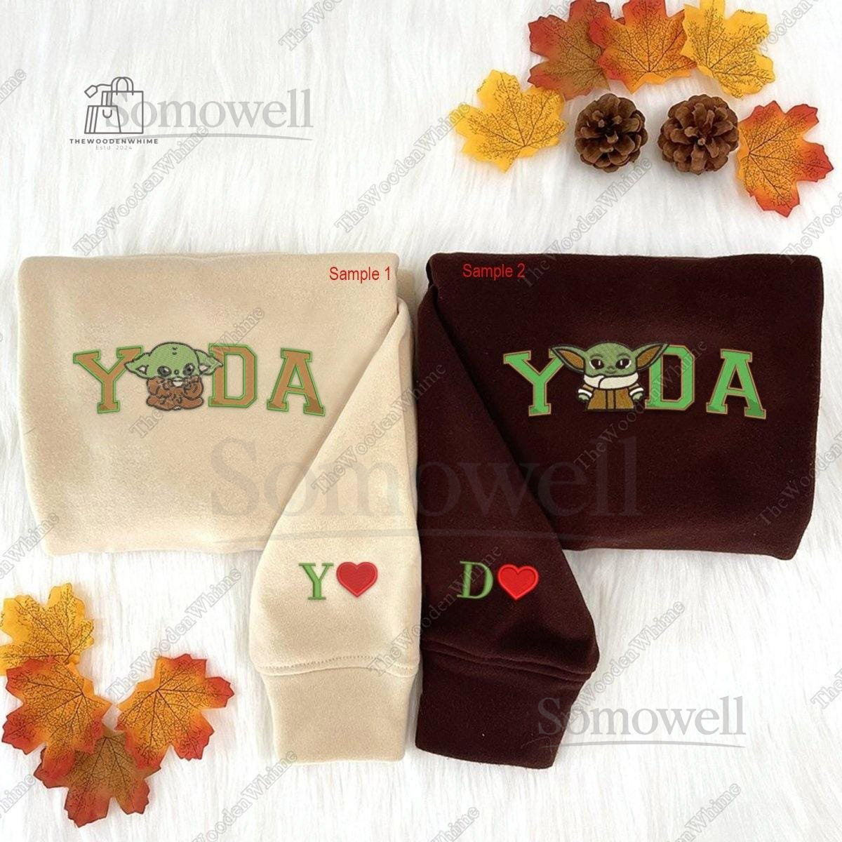 Baby Yoda Embroidery Sweatshirt Disney Yoda Character Embroidered Hoodie Star Wars Movie Crewneck Shirt Movie Shirt Couple Gifts_9