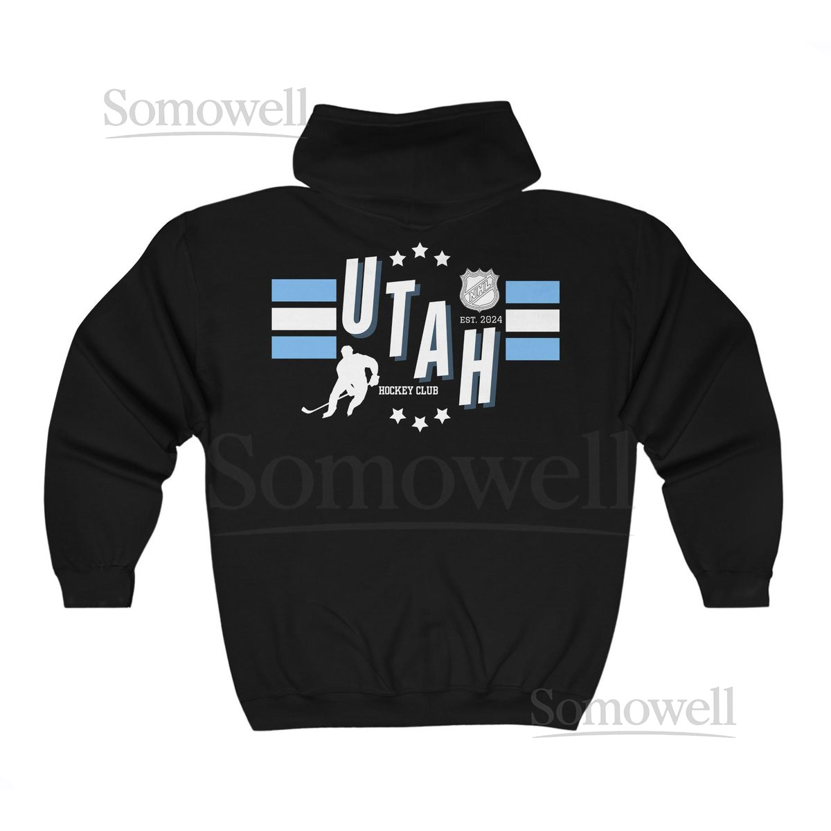 Black Utah Hockey Club Zip-Up Hoodie Sports Fan Apparel_48