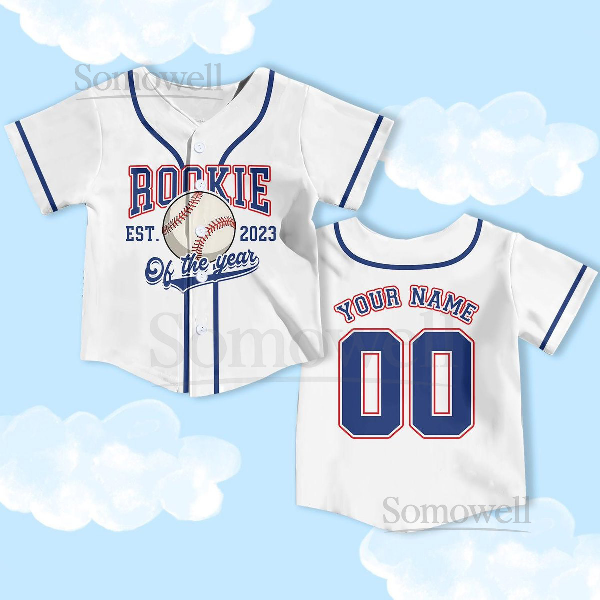 Personalized Rookie Of The Year Baseball Jersey Rookie Year Kids Youth Baseball custom birthday baseball Boys kids jerseys_361