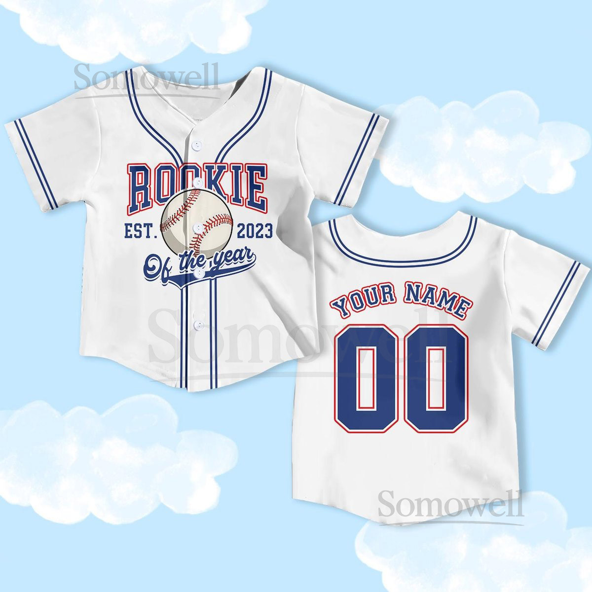 Personalized Rookie Of The Year Baseball Jersey Rookie Year Kids Youth Baseball custom birthday baseball Boys kids jerseys_362