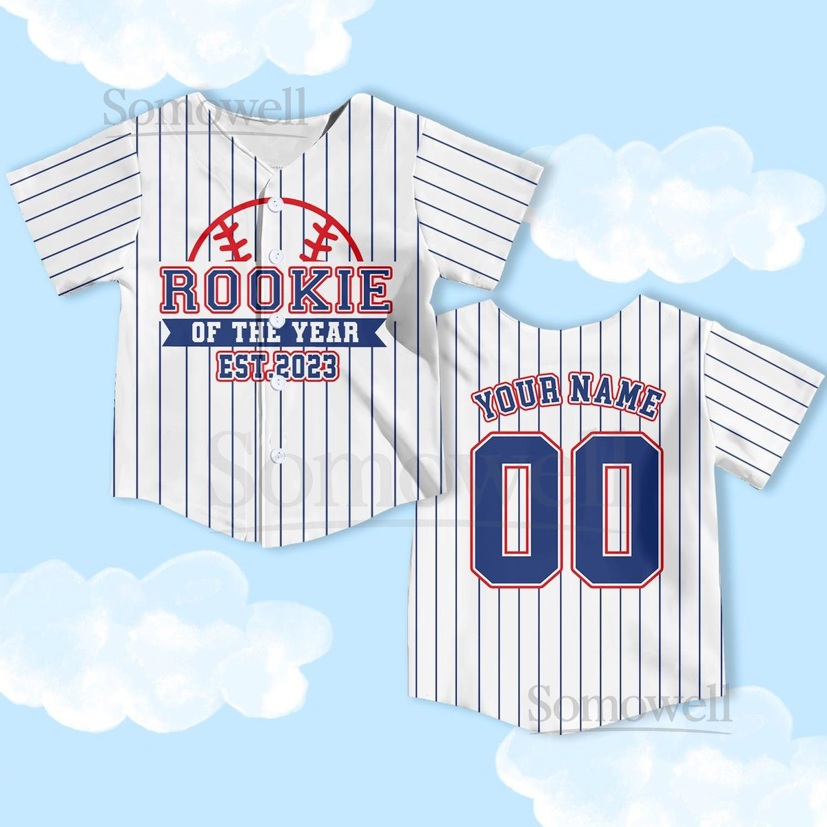 Personalized Rookie Of The Year Baseball Jersey Rookie Year Kids Youth Baseball custom birthday baseball Boys kids jerseys_363