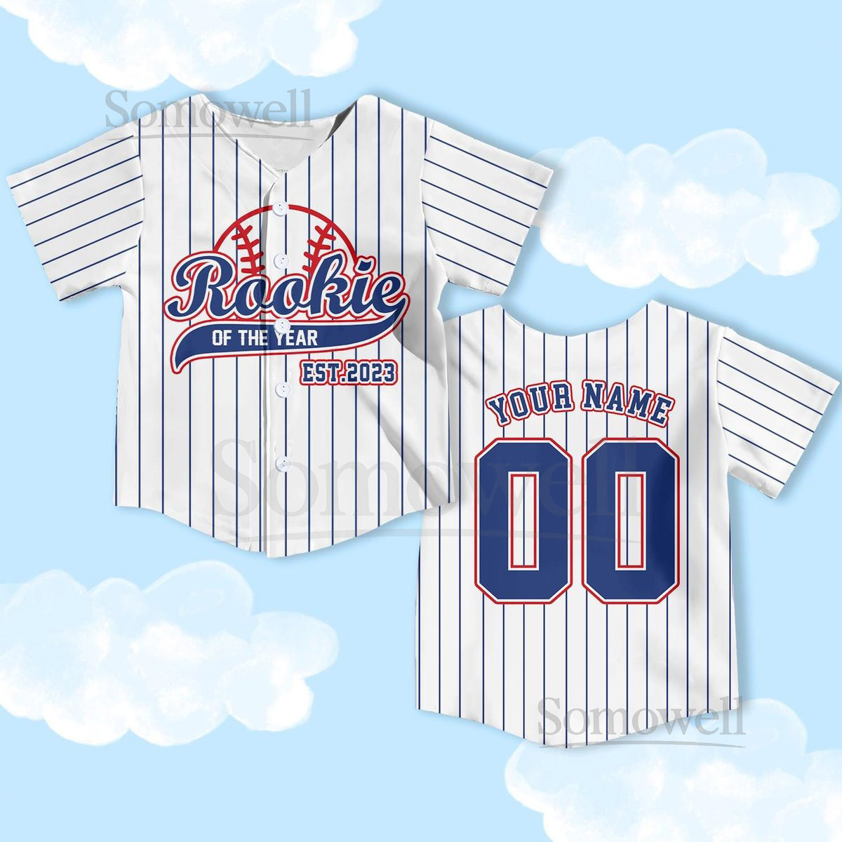 Personalized Rookie Of The Year Baseball Jersey Rookie Year Kids Youth Baseball custom birthday baseball Boys kids jerseys_364