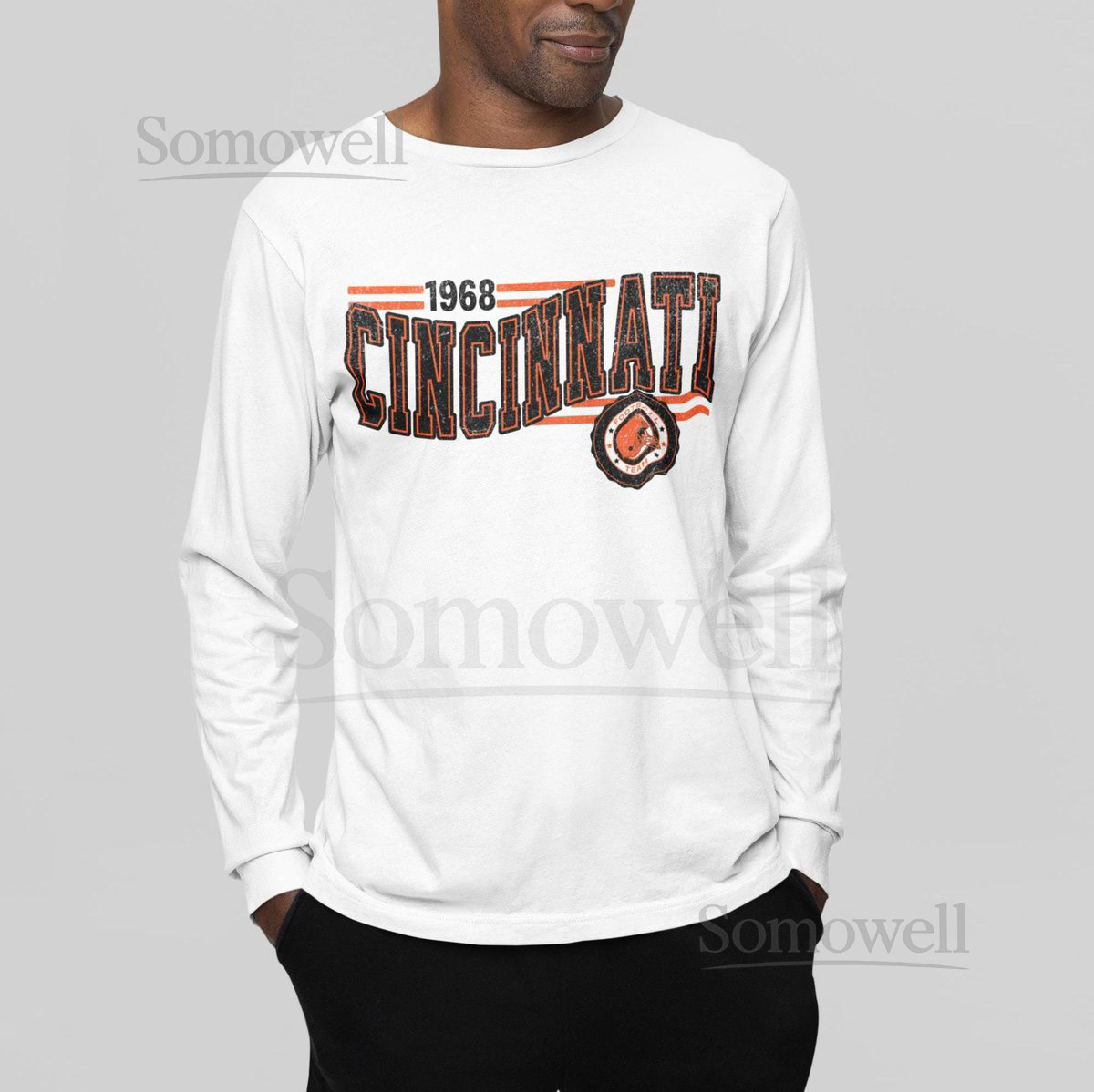 Cincinnati Football Retro Crewneck Long Sleeve Bengal Retro Long Sleeve Shirt Cincinnati Unisex Shirt Game Day T-Shirt Bengal Fan Gift_531