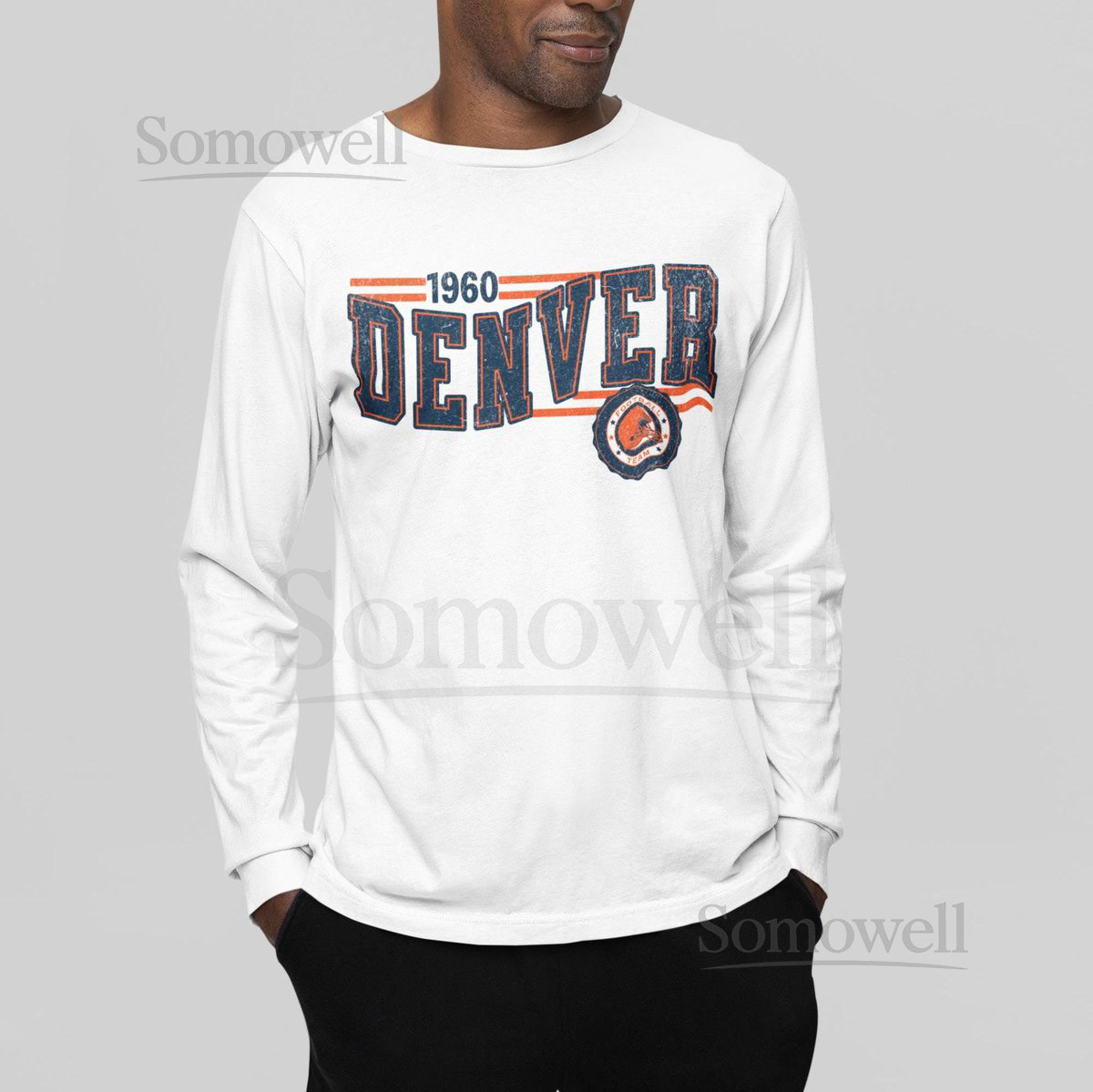 Denver Football Retro Crewneck Long Sleeve Bronco Retro Long Sleeve Shirt Denver Unisex Shirt Game Day T-Shirt Bronco Football Fan Gift_347