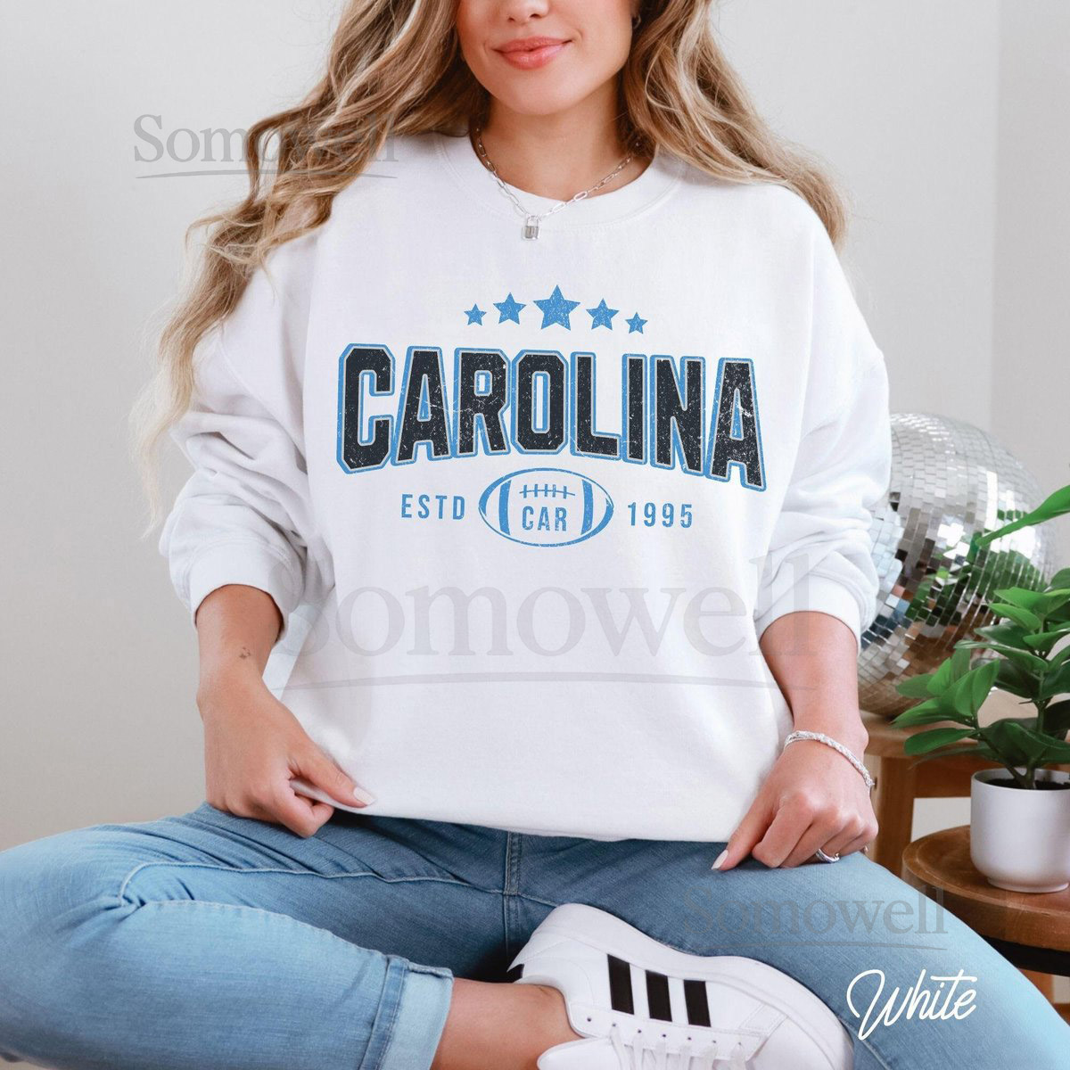 Vintage Carolina Football Sweatshirt Retro Panther Football Crewneck Gift ideas for Panther football fans Panther Tailgate Sweater_1030