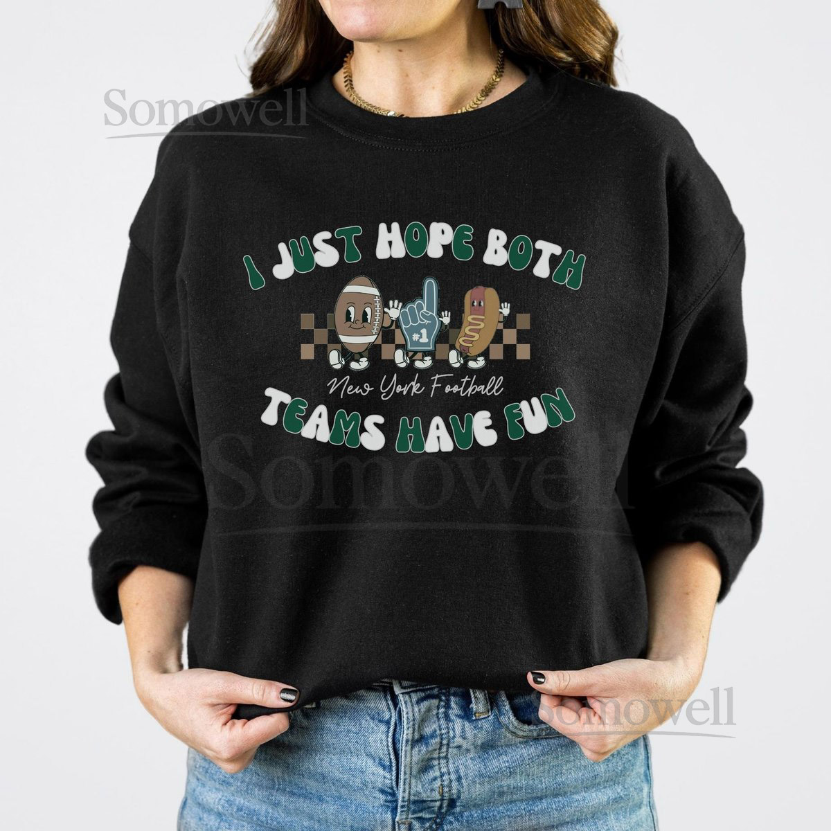 New York Jets Sweatshirt New York Football Crewneck Panthers Football Season Crew Neck - I Just Hope Both Teams Have Fun_375