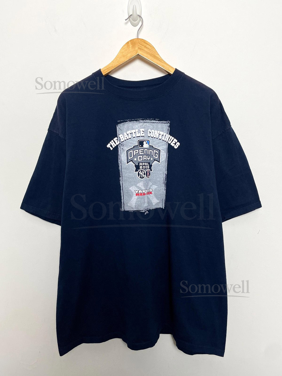 Vintage 2005 New York Yankees vs Boston Red Sox Rivalry MLB Baseball Opening Day Spell Out Graphic Tee Shirt size adult XL_606