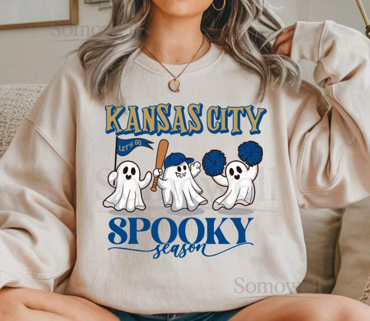 Kansas City Baseball Spooky Season Cute Vintage Sweatshirt Lets Go Kansas City Baseball Team Retro Hoodie Baseball Mom Shirt For Her_349